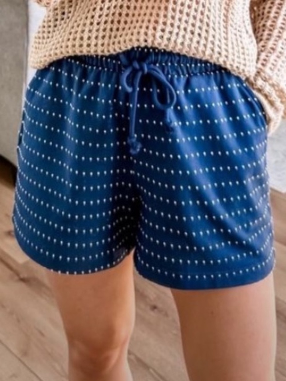 Women’s Navy  Dotted Drawstring Athletic Shorts 🌻